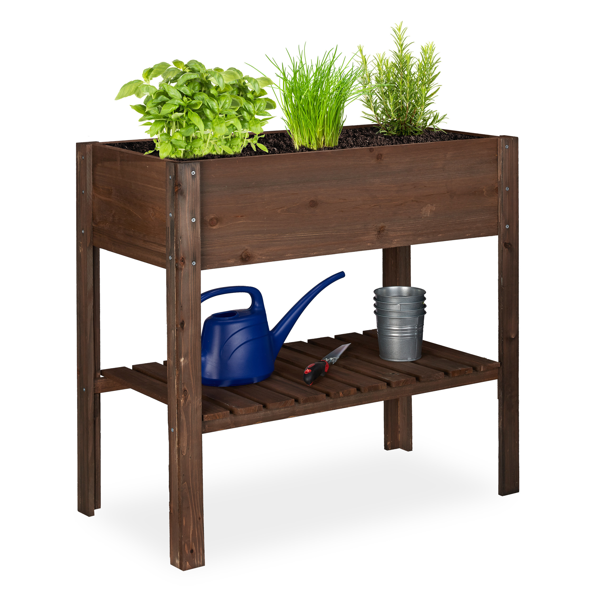 Raised Garden Bed In Dark Brown - (w)88 X (h)80 X (d)43.5 Cm