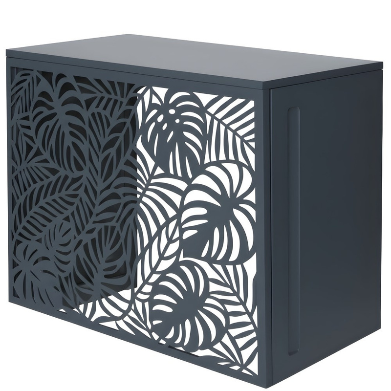 TEMU Cache climatiseur extérieur en acier galvanisé décoratif 105 x 90 cm - Protection réglable pour unité de clim - Ventilation ajustable - Montage