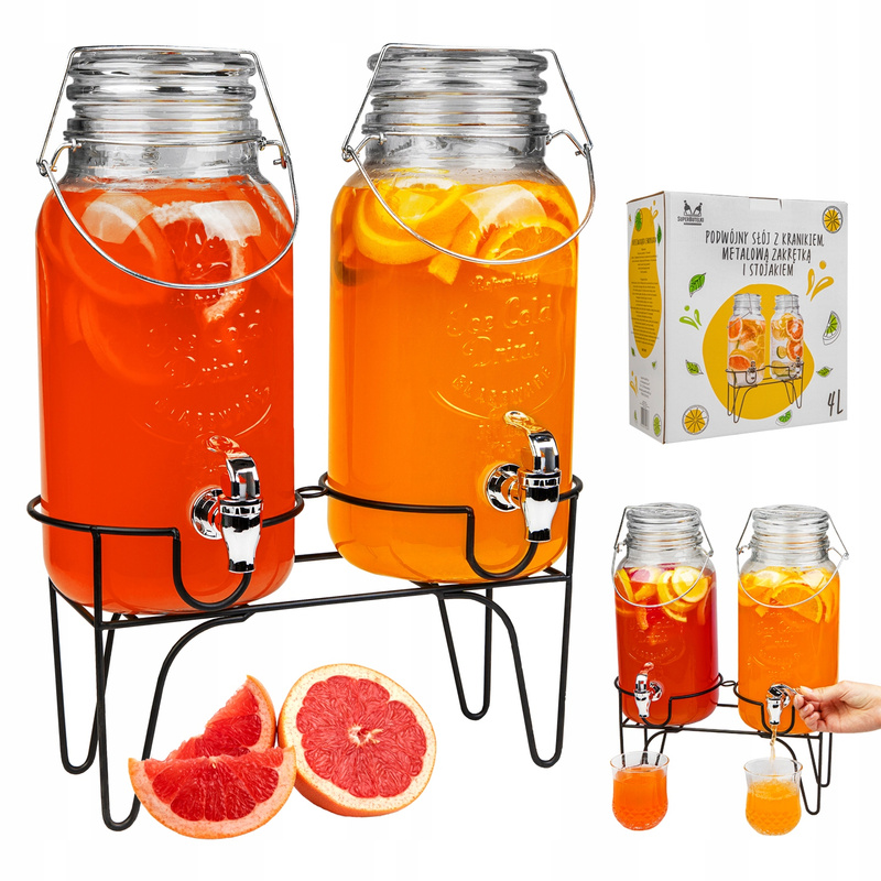 E-shop 2x 4L Krüge mit – Krüge mit Ständer für Limonade, Getränke, Säfte, Tee und andere Getränke – für Partys, Grillabende, Familientreffen und