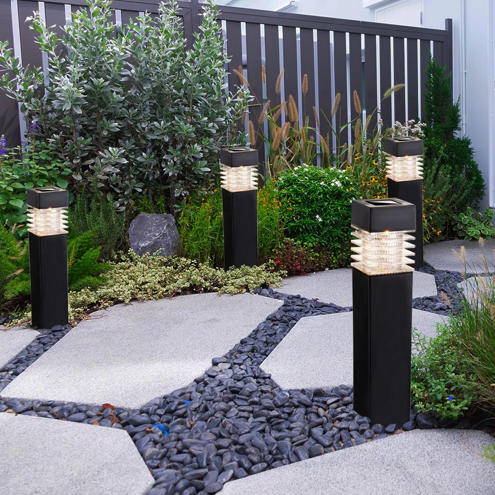 Image of Outdoor Lights Garden Lamps Solar Lights Floor Lamps Plug-in Lights, Grey Satin, 4x Led Warm White, Bxh 5.8x38.5 Cm, 4pcs Set