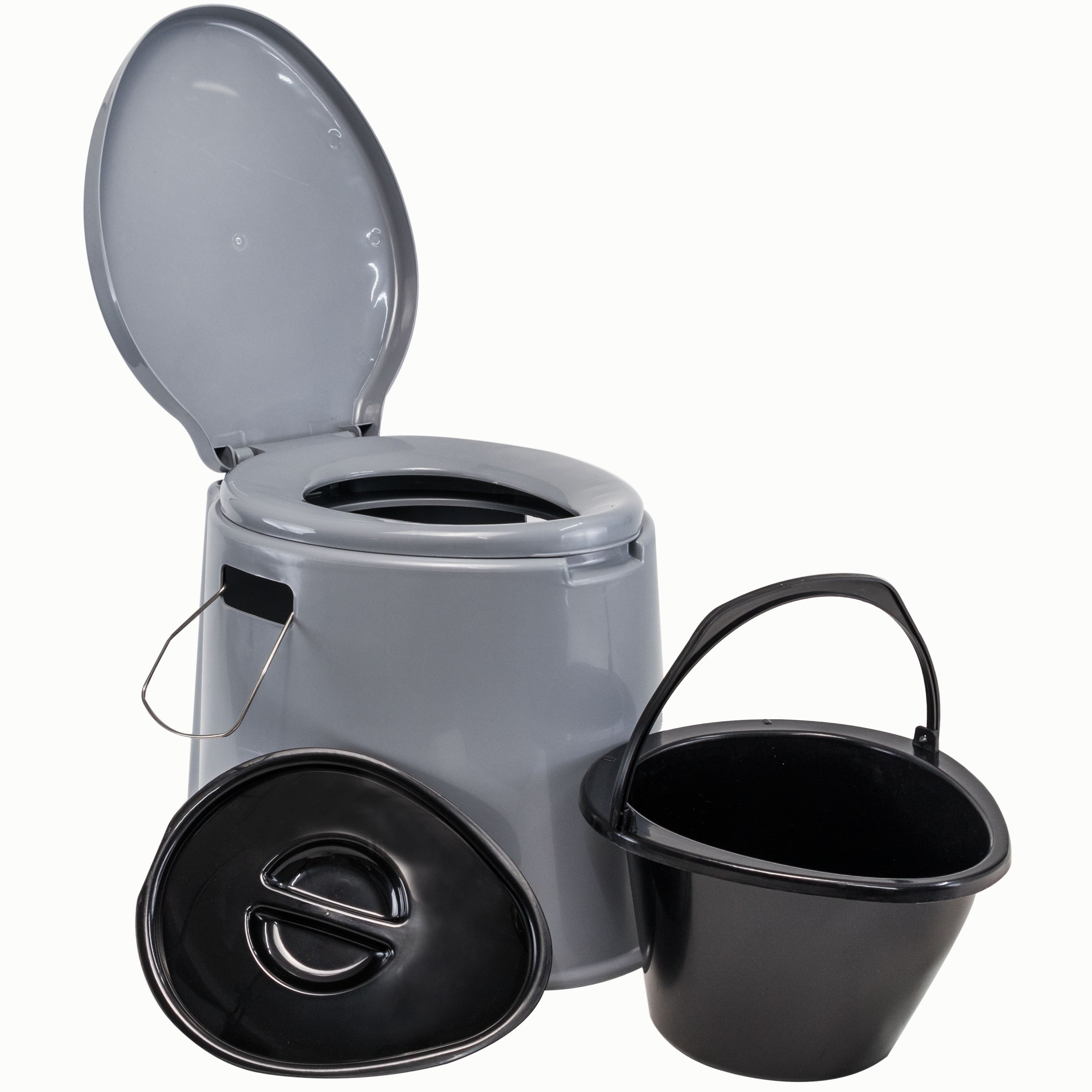 E-shop Mobile Campingtoilette mit herausnehmbaren Eimer - bis 120kg Sitzhöhe 37cm Camping Nottoilette Mobile Toilettenbeutel Toilettenstuhl WC Garten