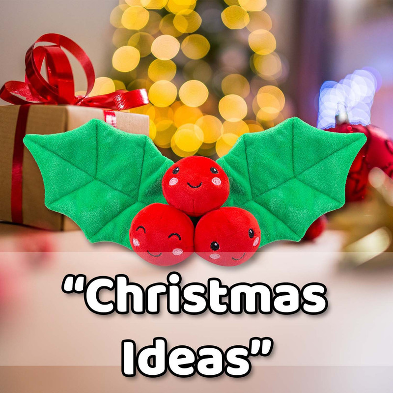 Christmas Holly Soft Toy Plush Gift Idea, 16cm x 12cm