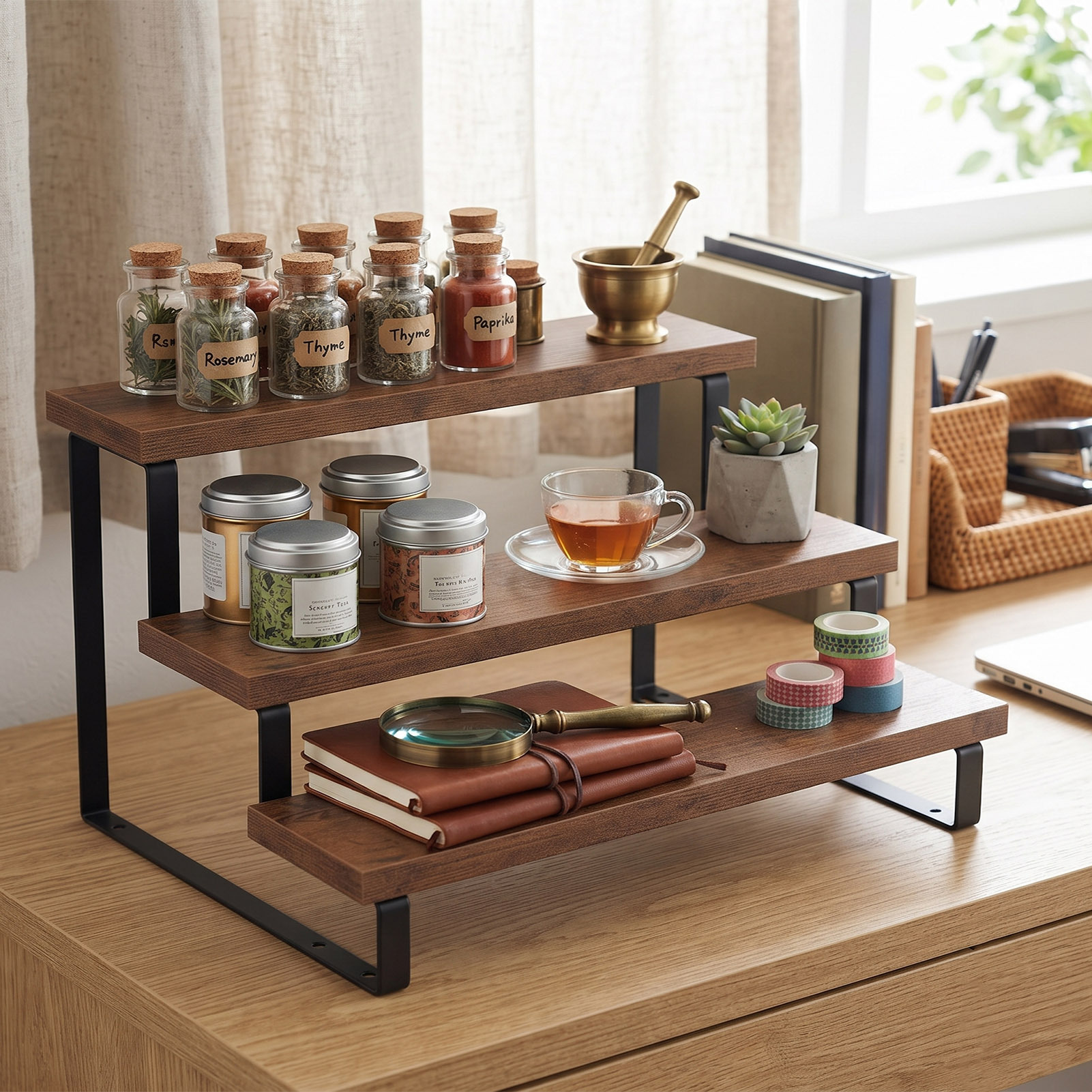 TEMU 3-tier Wooden Display Riser Shelf, Tabletop Small Food Stand Risers Display Makeup Step Perfume Organizer For Fragrance Cosmetics Figure
