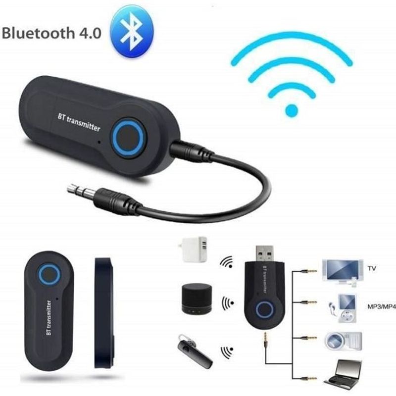 TEMU Transmetteur Bluetooth v4.2 Récepteur et Émetteur Blutooth Adaptateur Bluetooth Fil Jack 3.5mm AUX + USB cable pour Casque