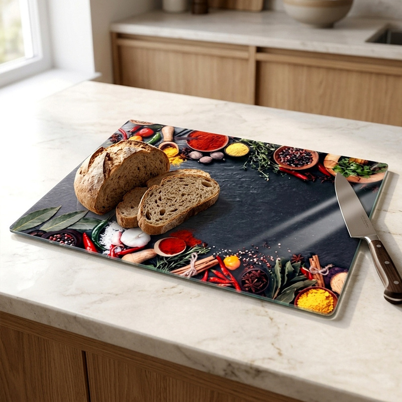TEMU Tabla de cortar de cristal 40x30 cm con diseño de mármol, de vidrio templado, para cortar, servir platos y como salvamanteles para platos