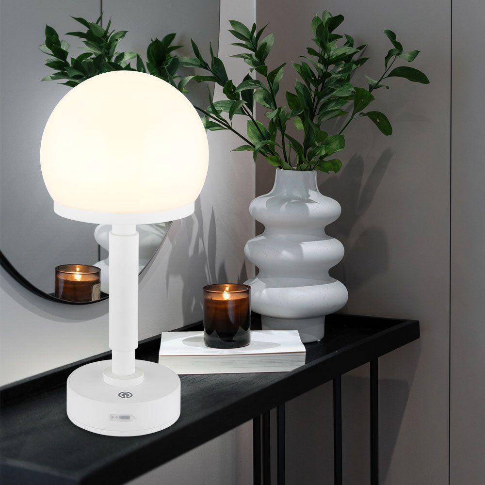 Mushroom Table Lamp, White Touch Dimmer, Usb-c, 1w Led 60lm Warm White, 14x29.5 Cm, Battery-powered Side Lamp