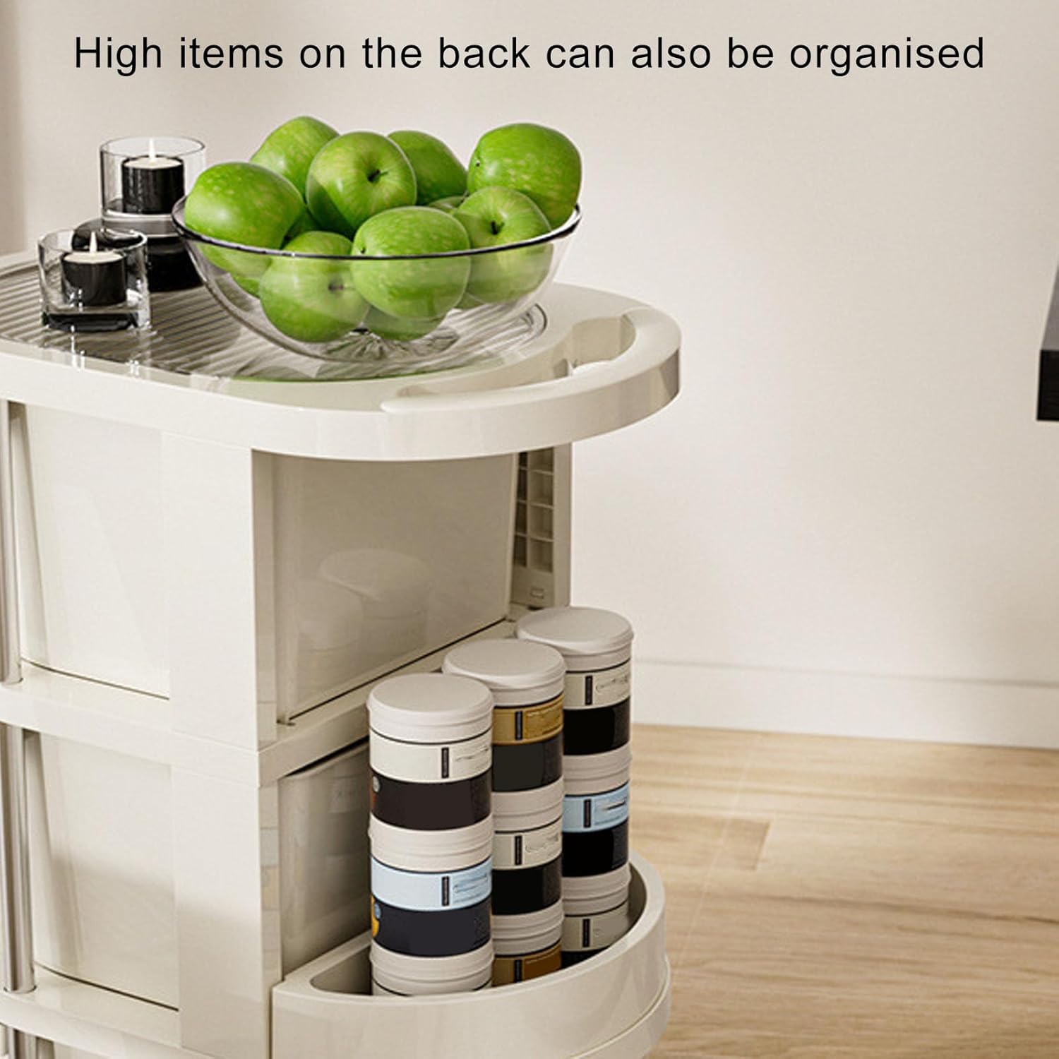 Plastic Storage Chest with 2 Drawers on Wheels