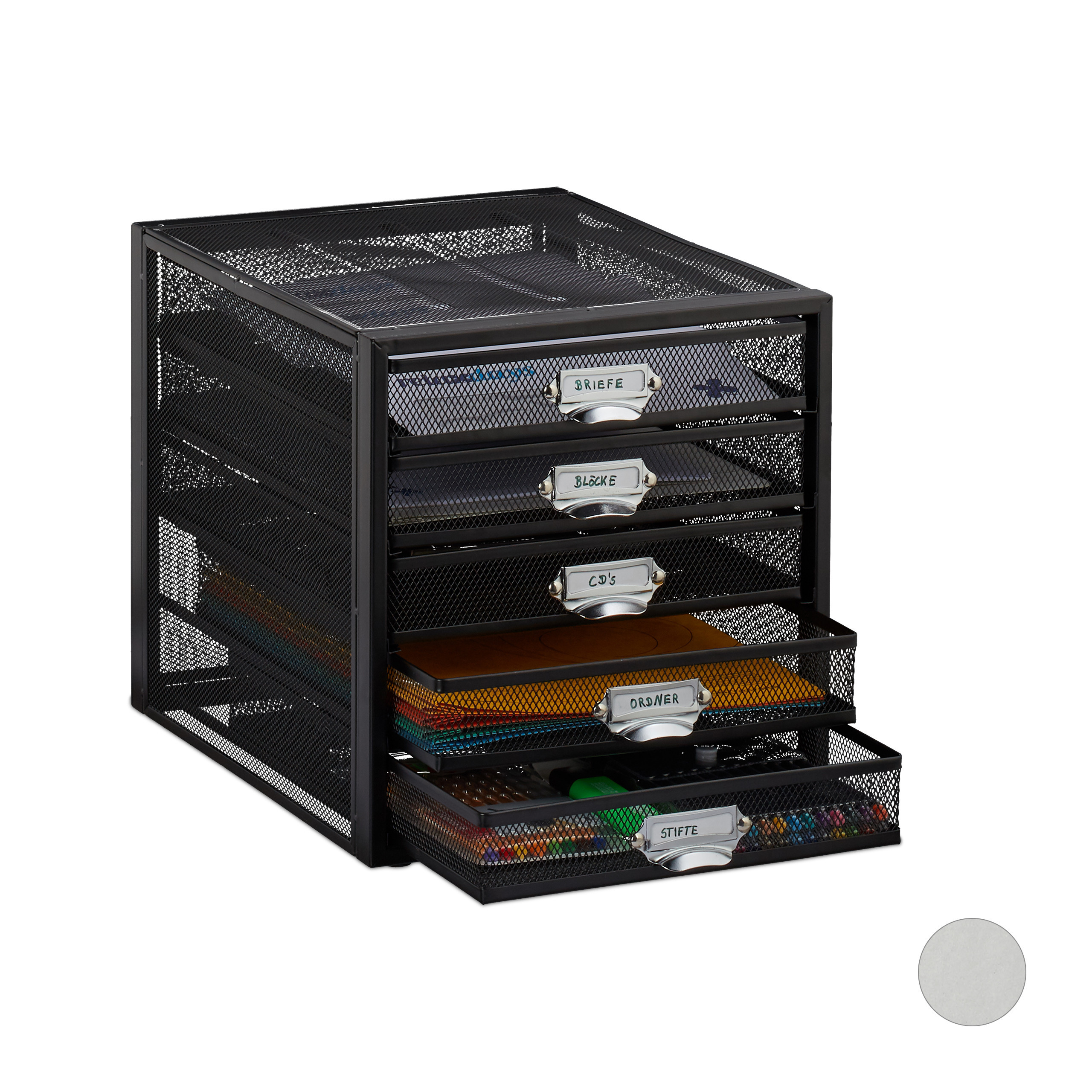 5-drawer Storage Box In Black - (w)27.5 X (h)29 X (d)35.5 Cm