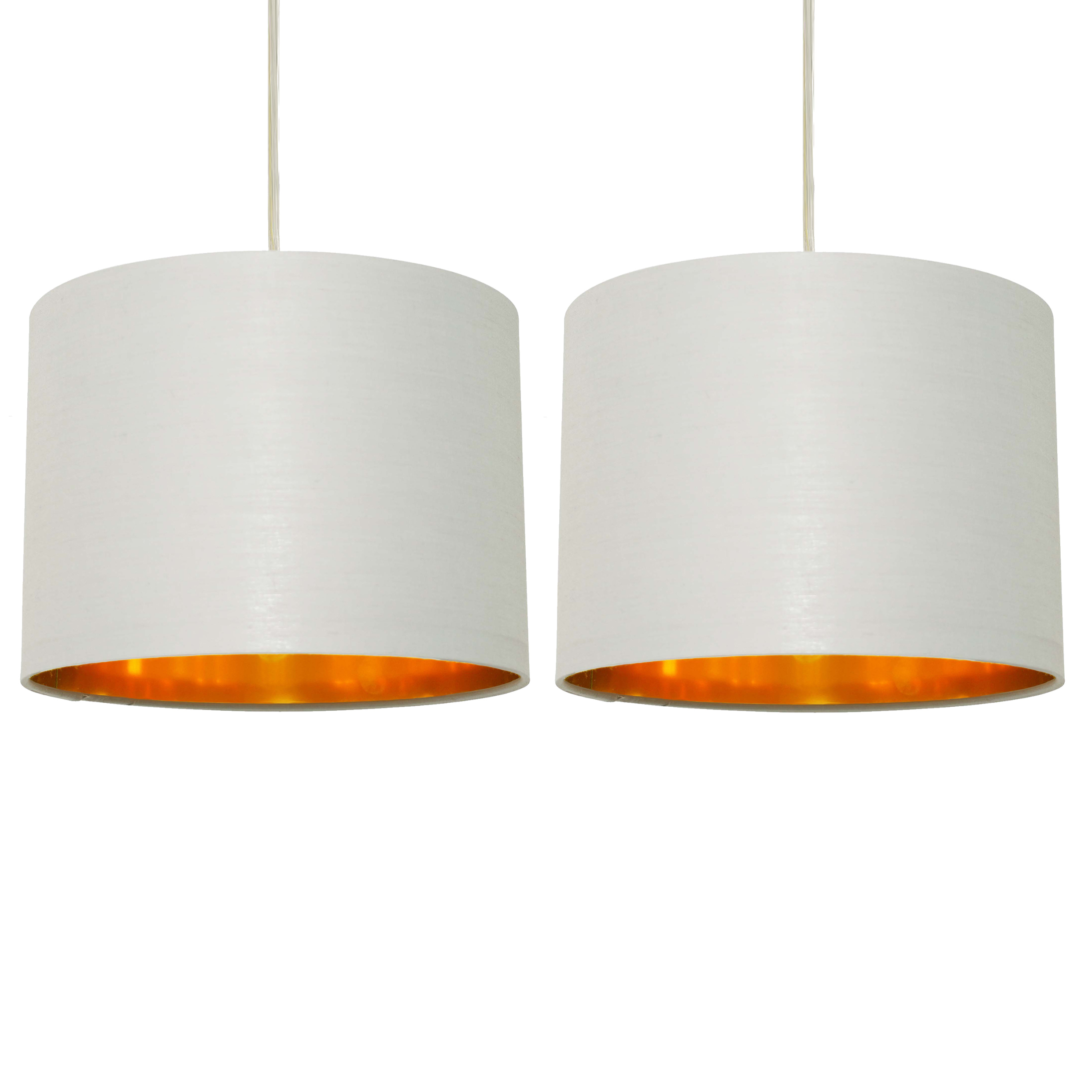 TEMU Set Of 2 Grey Cotton Gold Lining 25cm Pendant Lightshade
