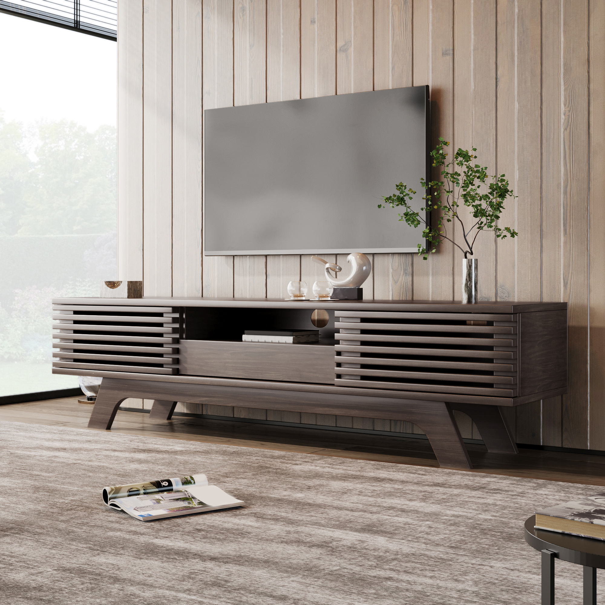 Tv Cabinet With 1 Drawer And , Tv Furniture, Tv Panel, Tv Lowboard, Tv Cabinet. , Vintage . 150*35*44 Cm