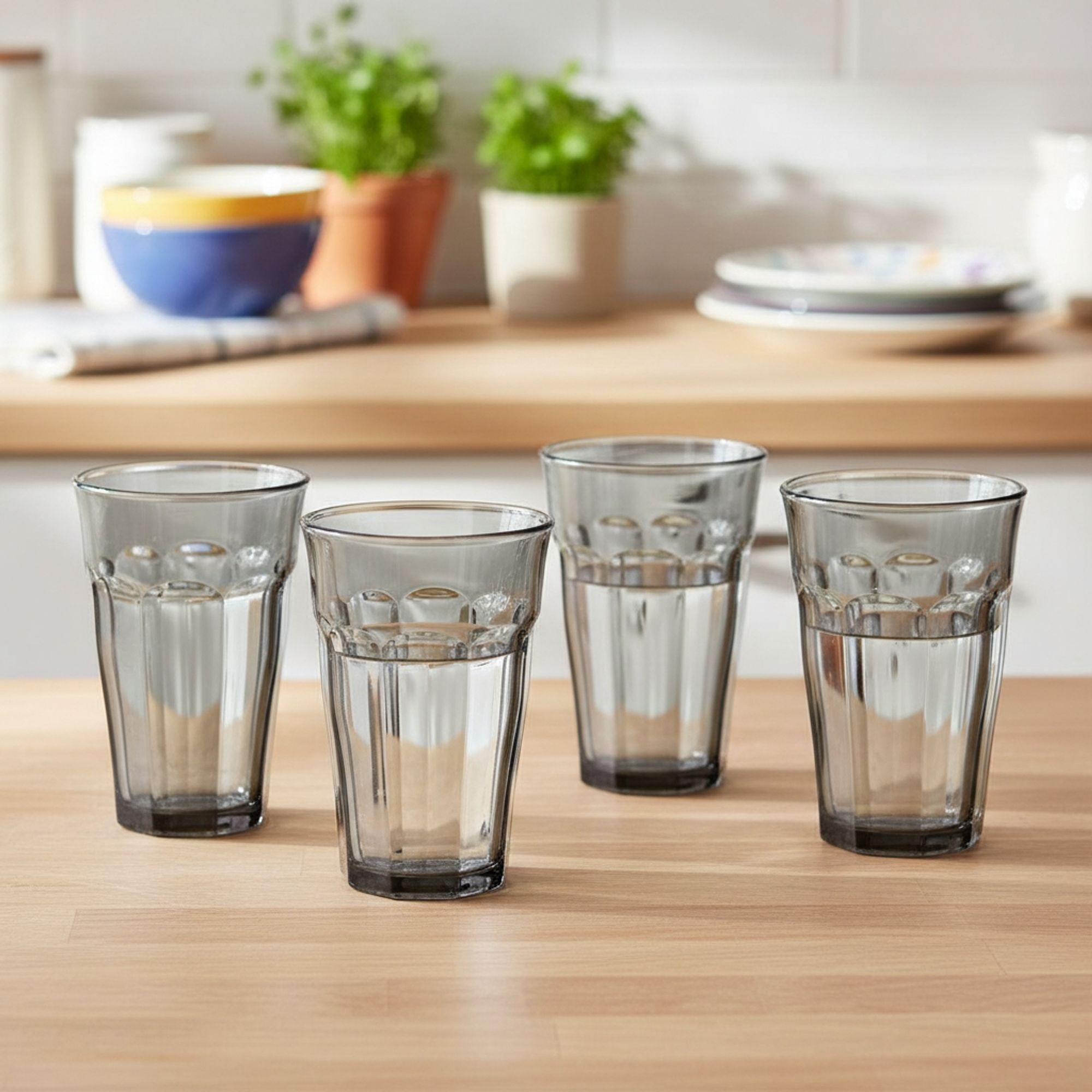 TEMU DURALEX | Set 4 Vasos Vidrio Templado 36cl Apilables, Pack Vasos Cocina Resistentes para Agua Zumo , Uso Diario, Colección Picardie