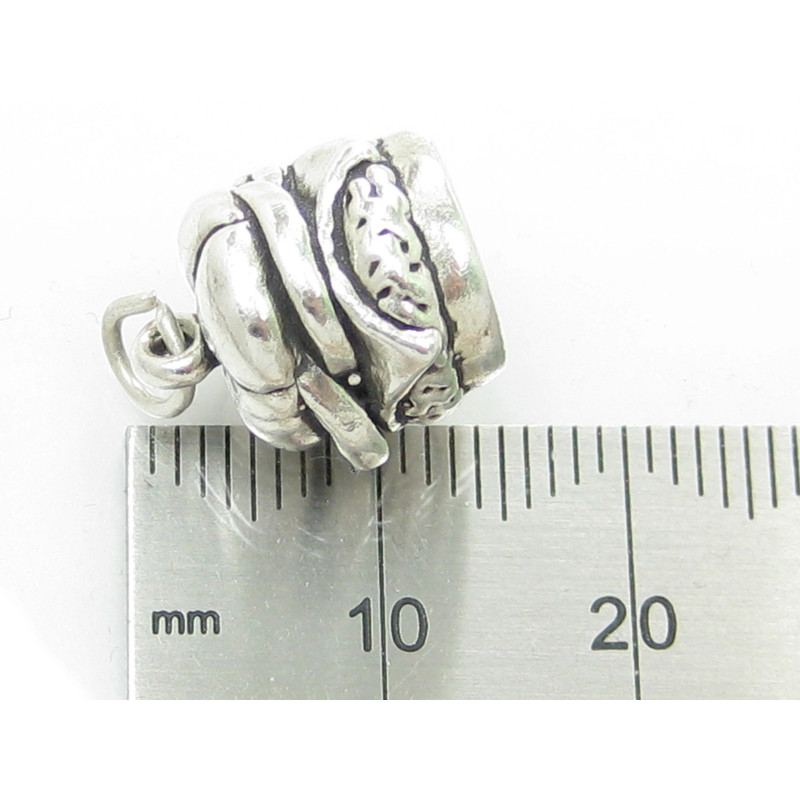 Sterling Silver Hamburger Charm, Fun Food Accessory