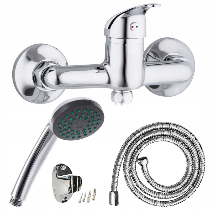 Set: Shower Head Battery + Handset Hose Holder - Brass 150