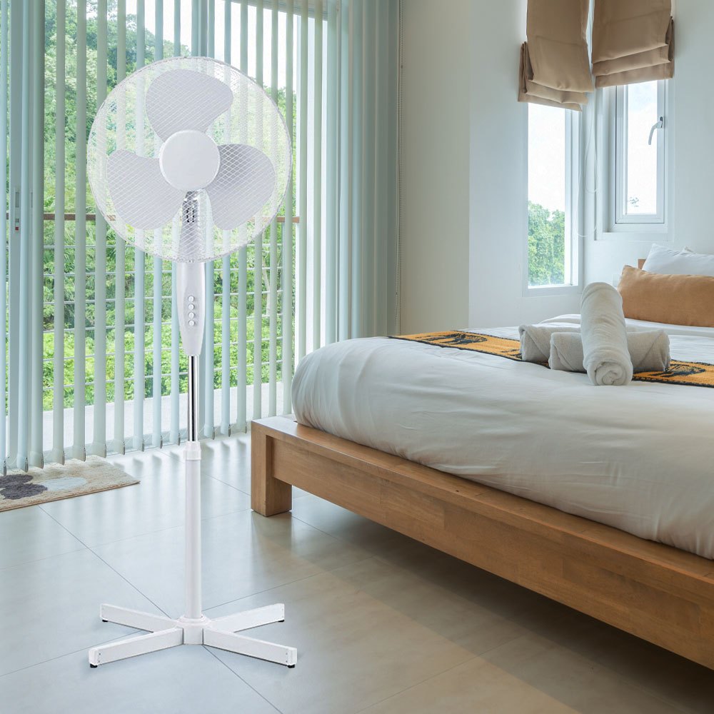 Stand Fan Cooler Living Room White Adjustable 3-stage, Oscillating, Metal, 3-speed , Cm Without Lighting