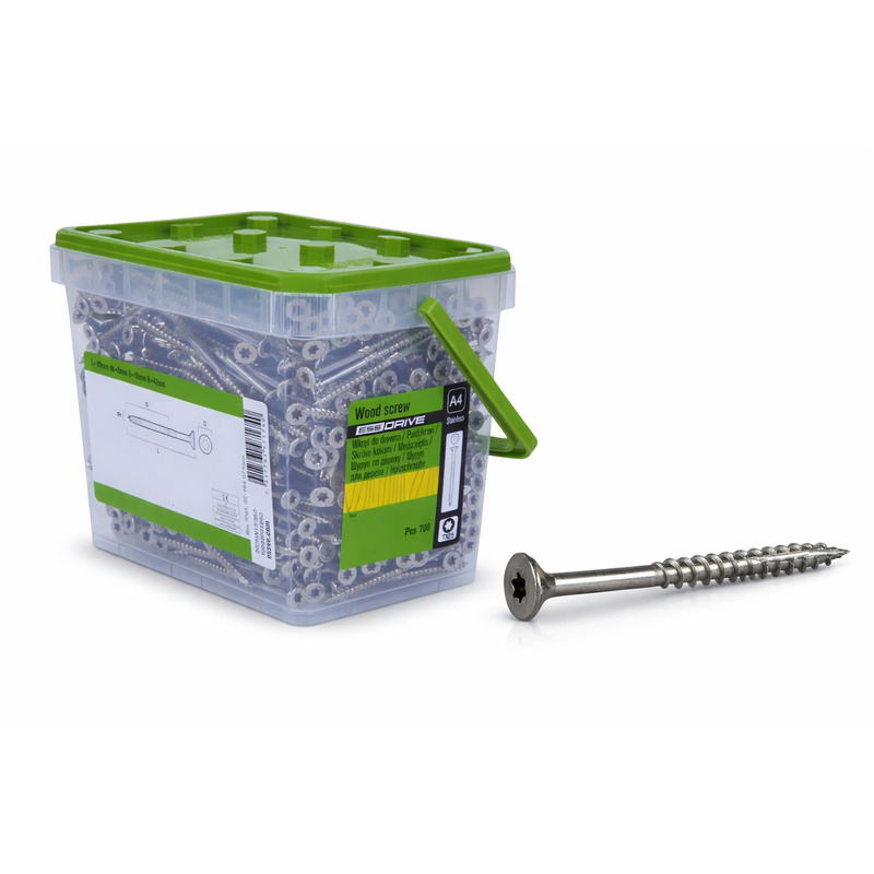 TEMU Vis à bois ESSDRIVE A4 en acier inoxydable à tête fraisée Torx de 6 x 60 mm 100 pièces