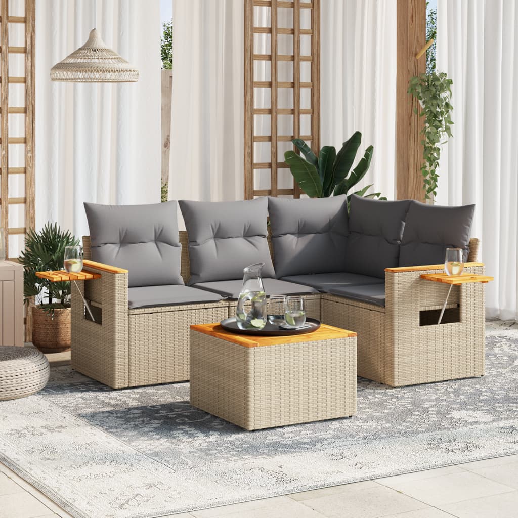 Image of Vidaxl Garden Sofa Set With Cushions, Outdoor Furniture Garden Set, Seating Group, Lounge Sofa Set For Terrace, Poly Rattan