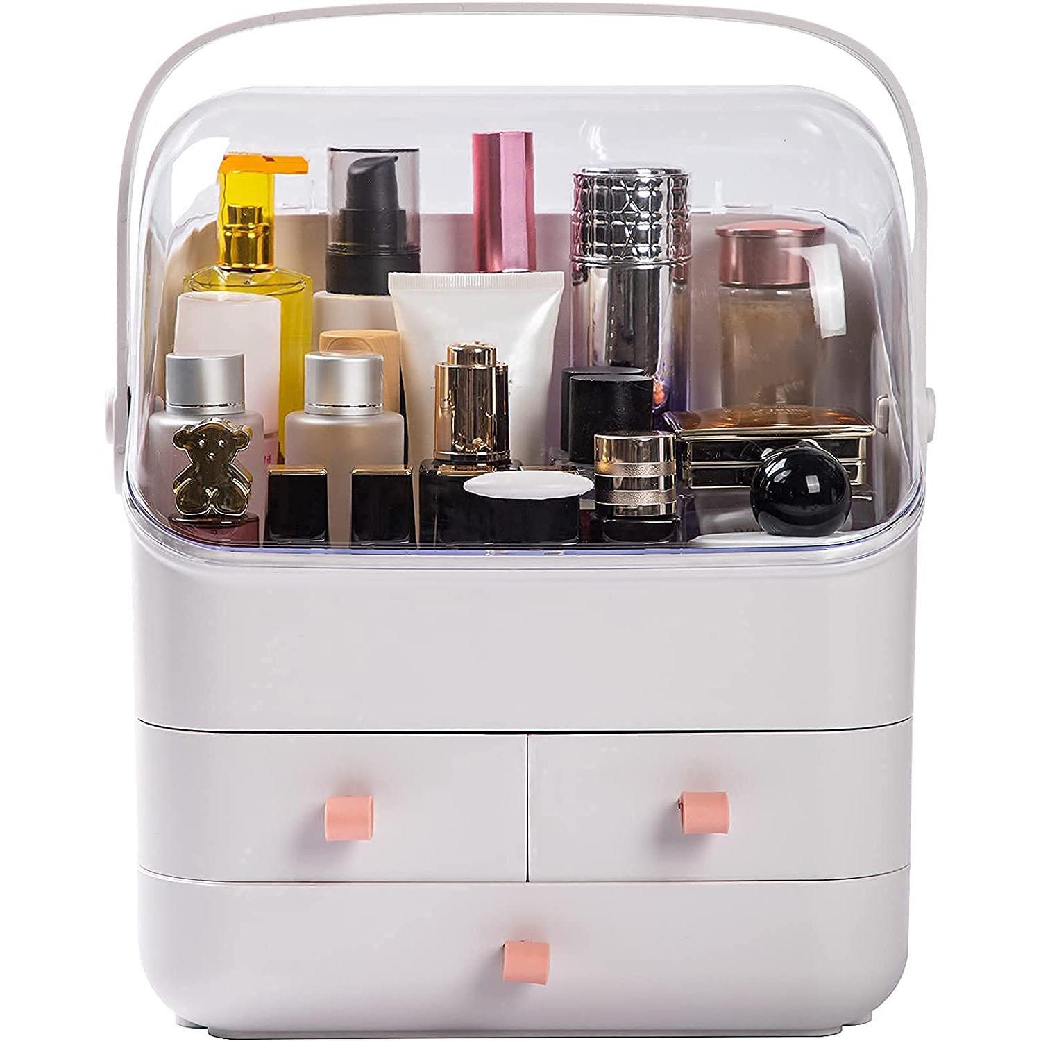 TEMU 3 Tier High-quality Desktop Cosmetics Storage Box, Dustproof And Waterproof Makeup Organizer, Bathroom Jewelry Storage Box, Multi-scene Lipstick