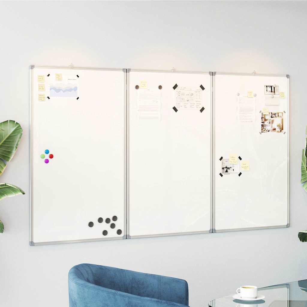 Vidaxl Magnetic Whiteboard, Memo Board With Hooks, Panel, Magnetic Board For School, Conference Room, Office, Writing Board, Foldable Aluminum
