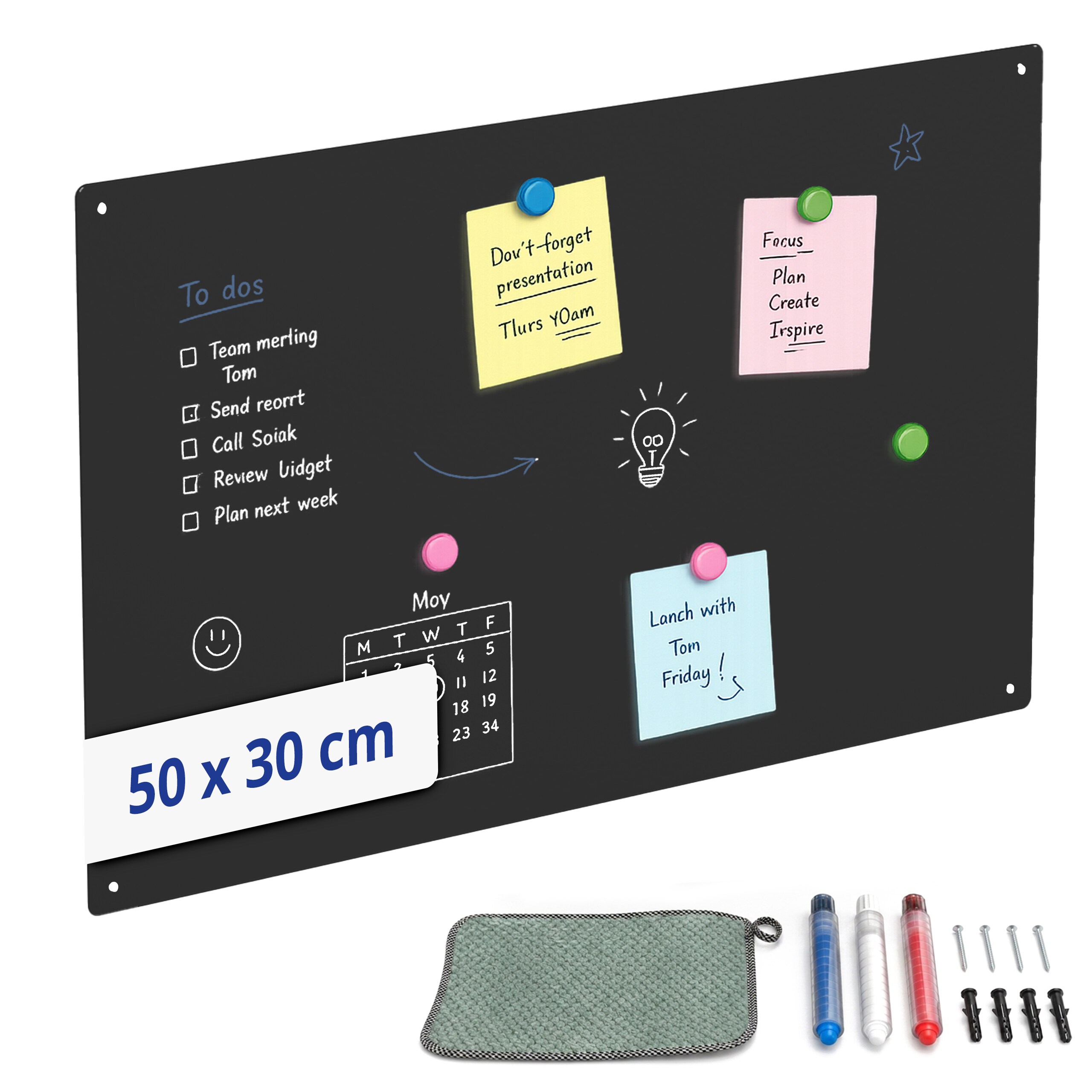 Image of Magnetic Board In Black - 50 X 30