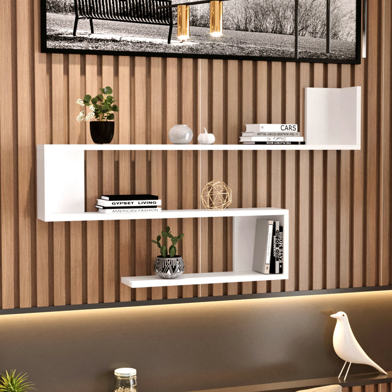 E-shop Wandregal Kitee mit 3 Ablageflächen Schweberegal 120 x x 71.5 cm Bücherregal Wohnzimmerregal hängend