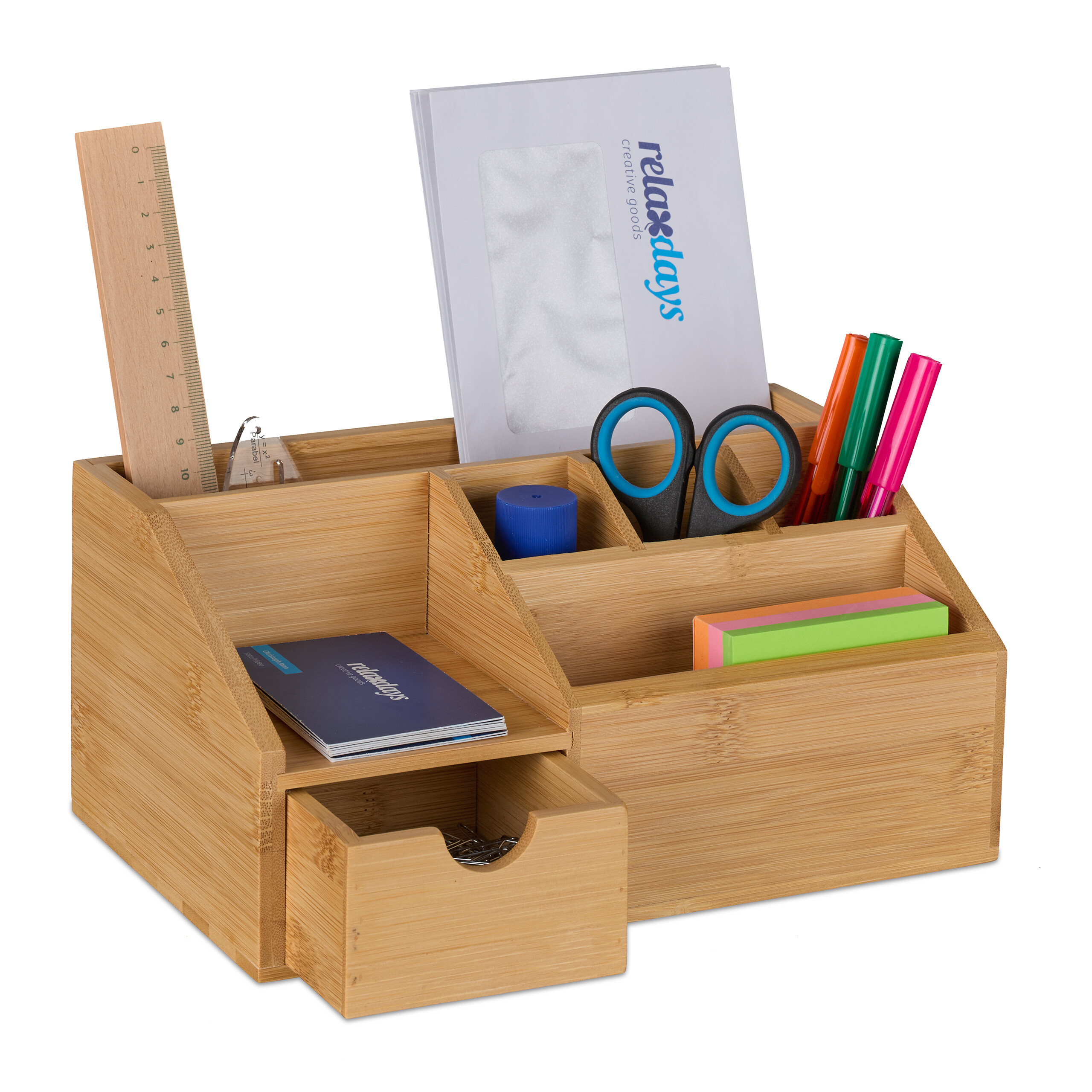 Desk Organizer In Natural - (w)24.5 X (h)11 X (d)15 Cm