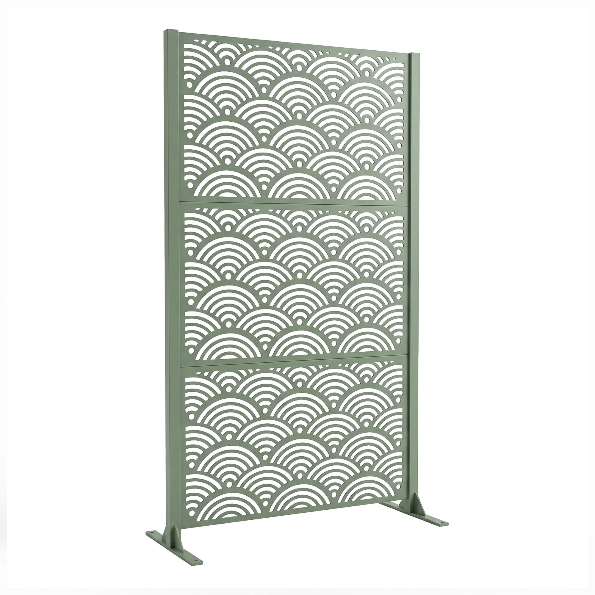 Nami - Sage Metal Outdoor Privacy Screen Partition Panel, 100x180x30 Cm