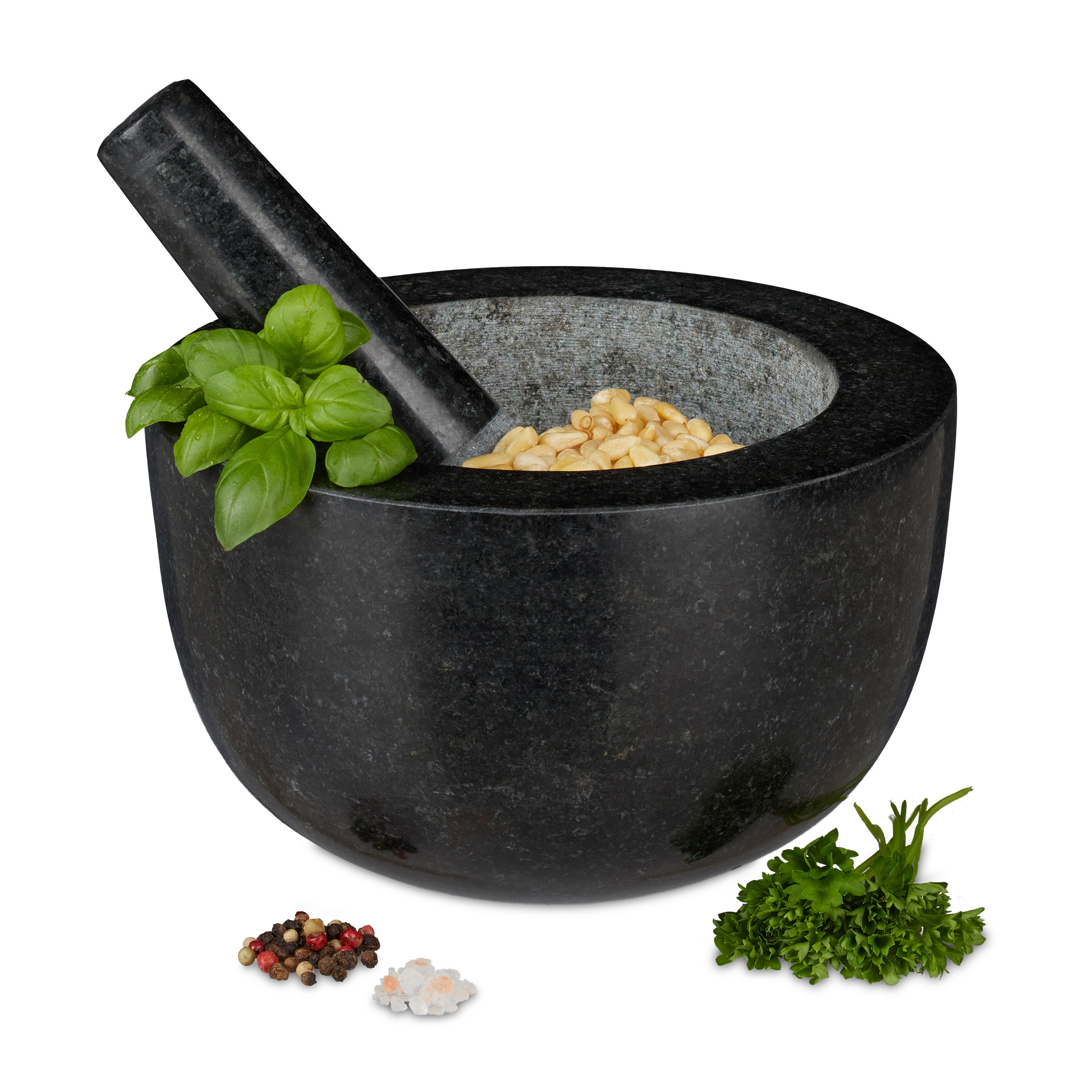Mortar With Pestle In Dark Grey - Ø 20 Cm