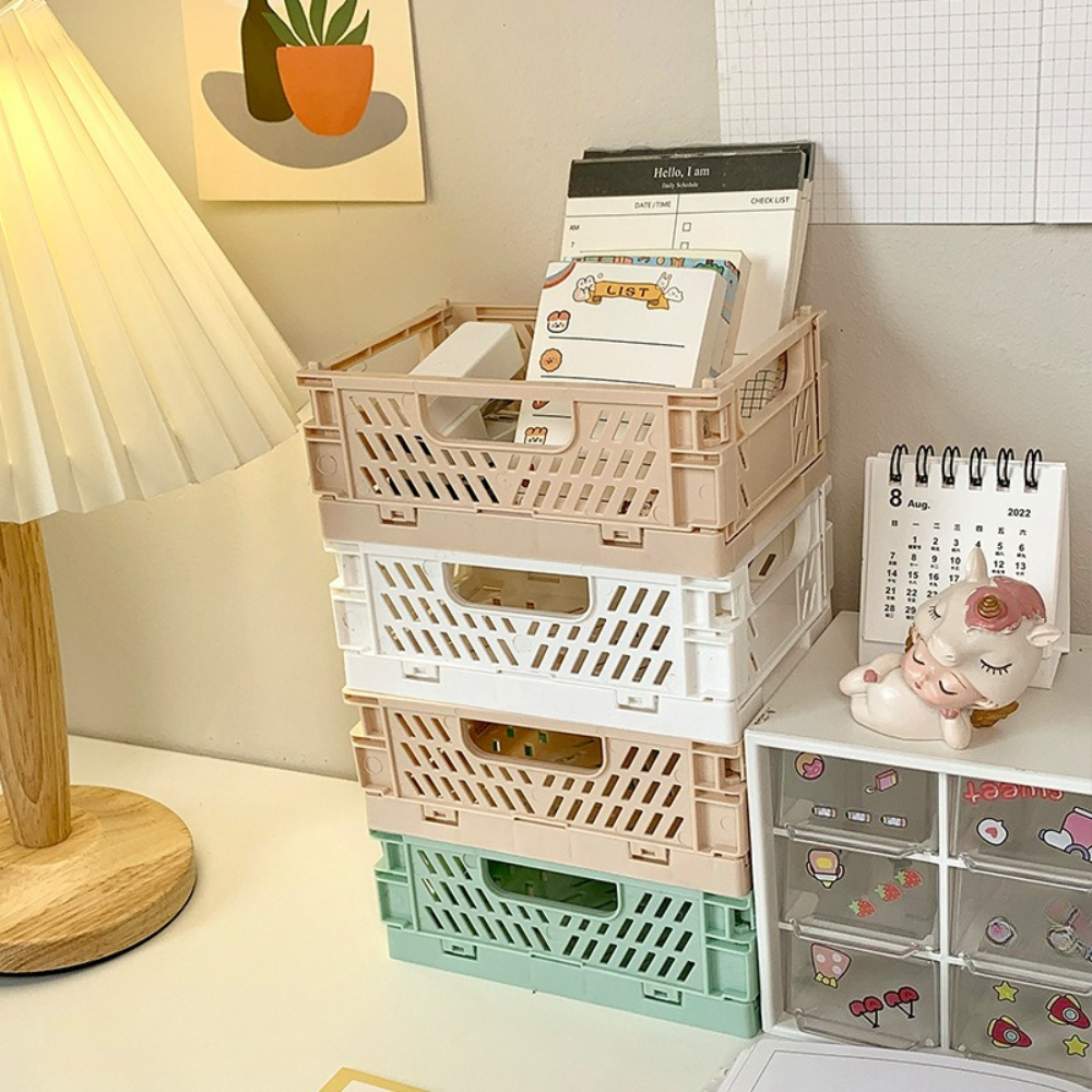 10pcs Multicolor Durable Foldable Plastic Organizer Baskets