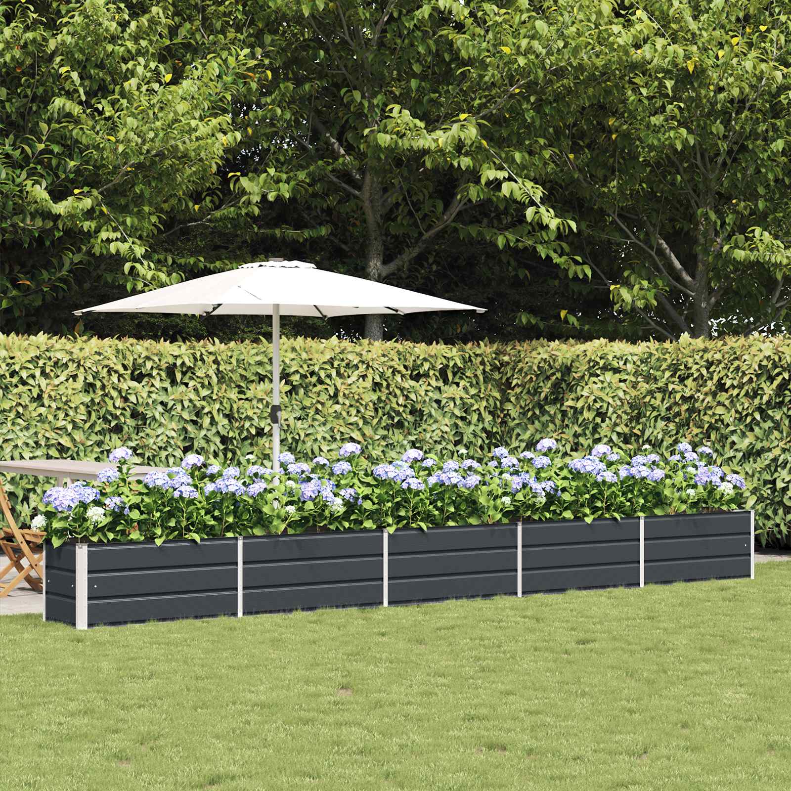Image of Outdoor Planter Pot Garden Decor Metal Planter Terrace Planter Steel Industrial Durable Galvanized Planter Garden Decoration For Home