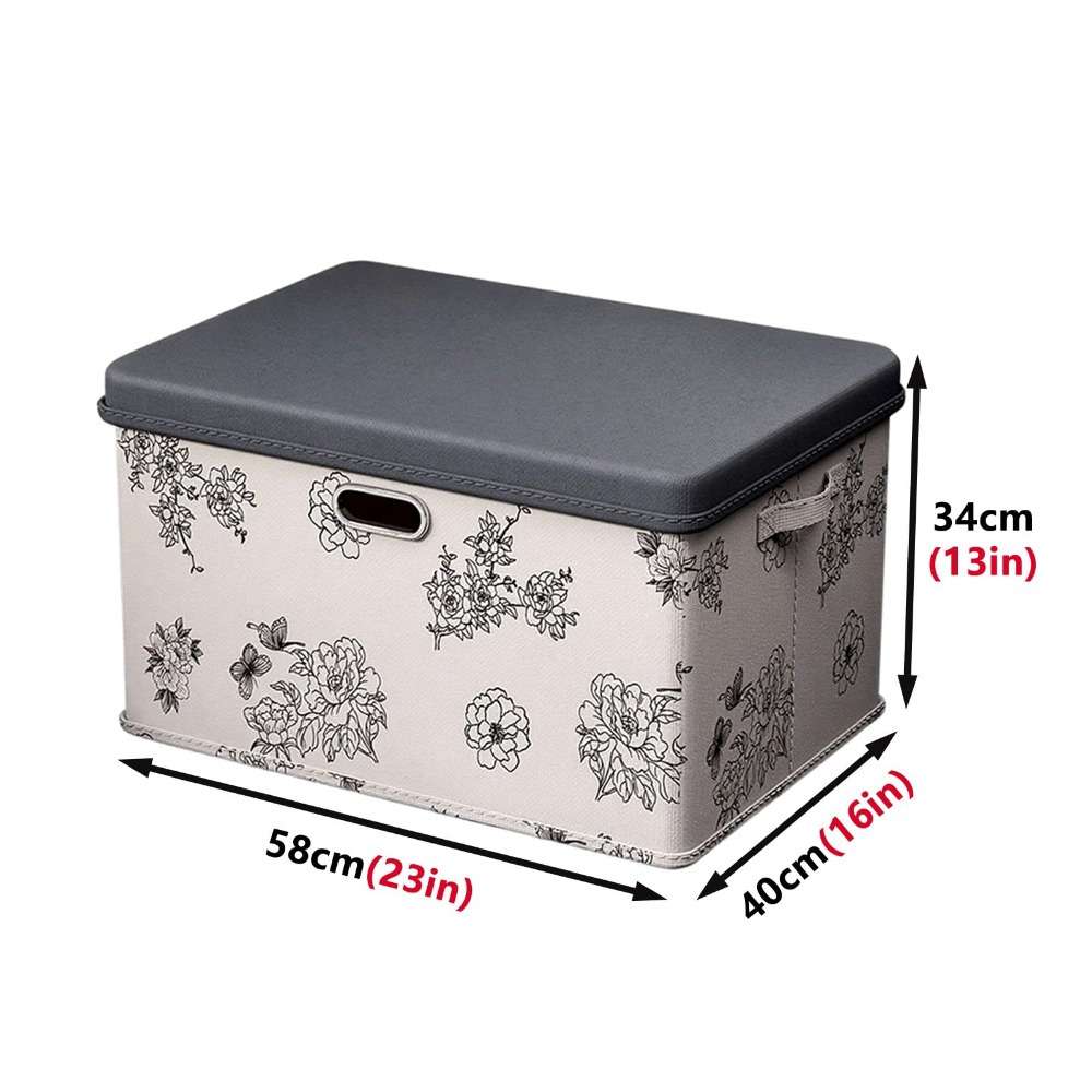 Decorative Foldable Fabric Storage Boxes with Lids, Closet Organizer
