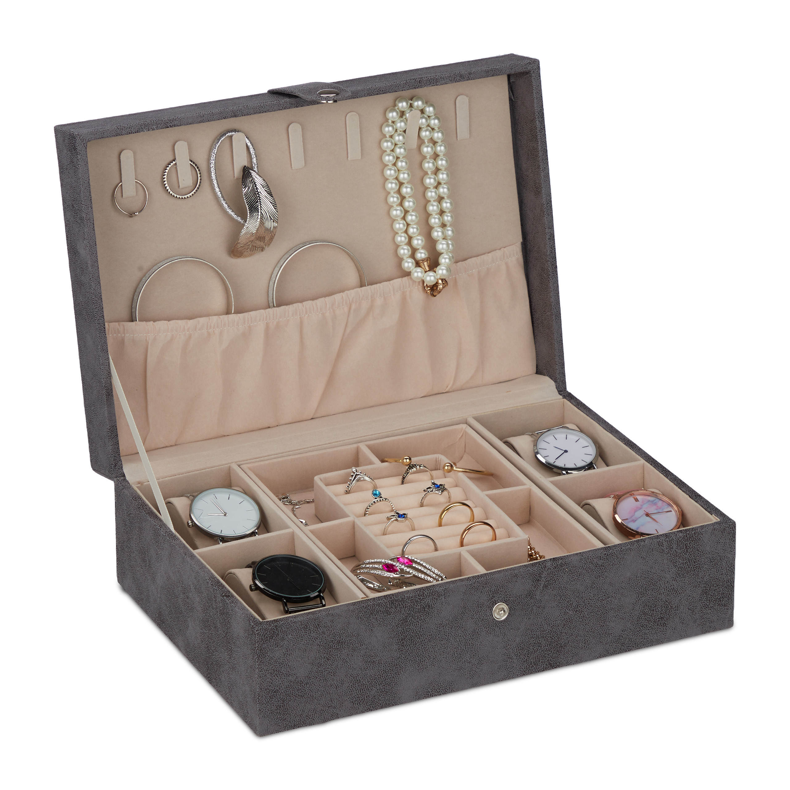 Jewelry Box In Gray - (w)29 X (h)10 X (d)20 Cm