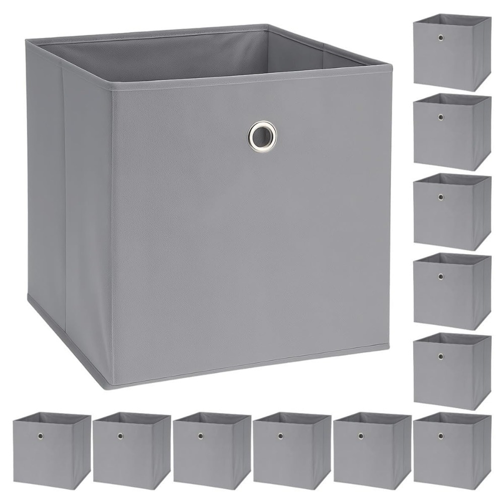 TEMU 12-piece Set Folding Boxes, . 30x30x30 Cm - Gray Cube Storage Boxes, Foldable Storage Baskets, Decorative Baskets, Fabric Boxes For Living Room,