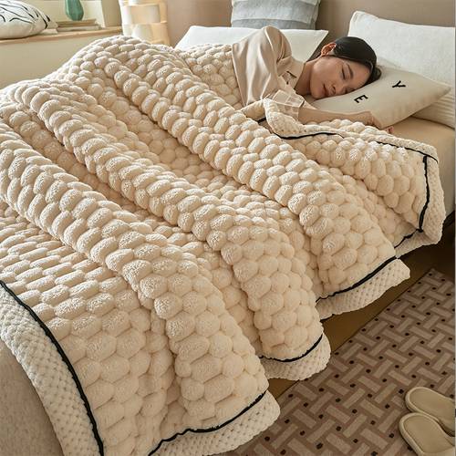 Weighted Blankets, 1pc Double Sided Milk Velvet Throw Blankets, Luxurious, for Couch, Bed, Office, Car, Thickened , Sofa & AC Warm Nap Blanket, Ideal Housewarming Gift, Single/Double/King/Super King