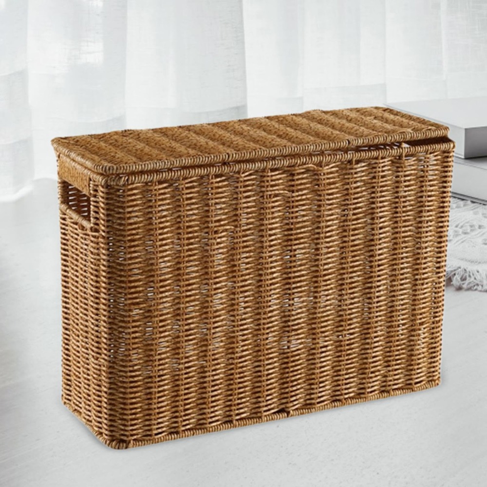 Narrow and Tall Woven Storage Box for Newspapers & Magazines