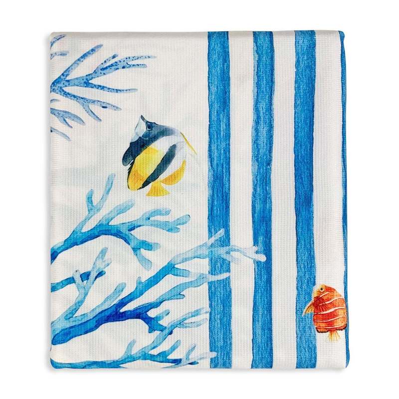 Stain-resistant Tablecloth Table Cover X24, Marine Print, 140x450, Coral 4903: retailer-supplied image