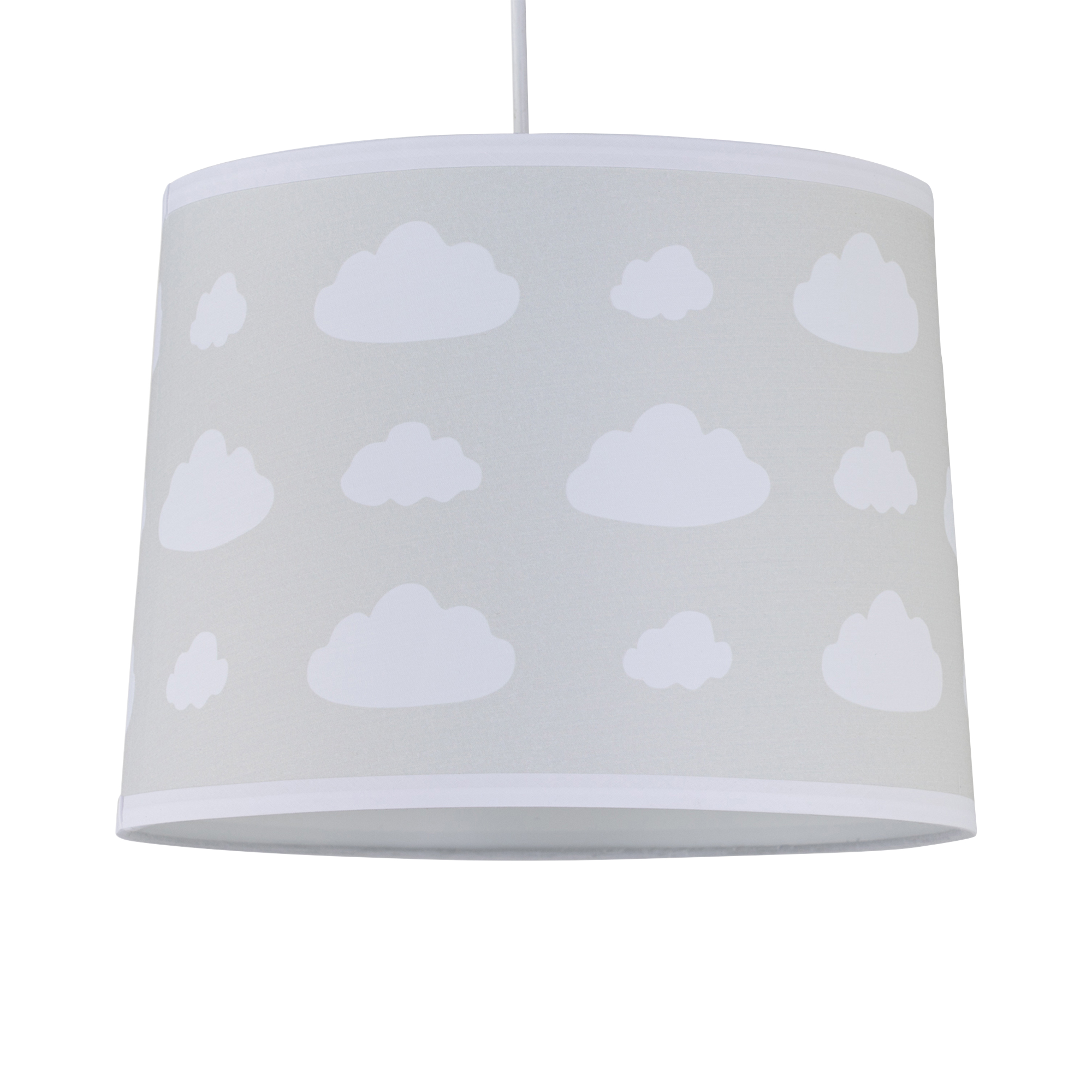 First Choice Lighting Clouds - Light Grey Easy Fit Fabric Pendant Shade in White