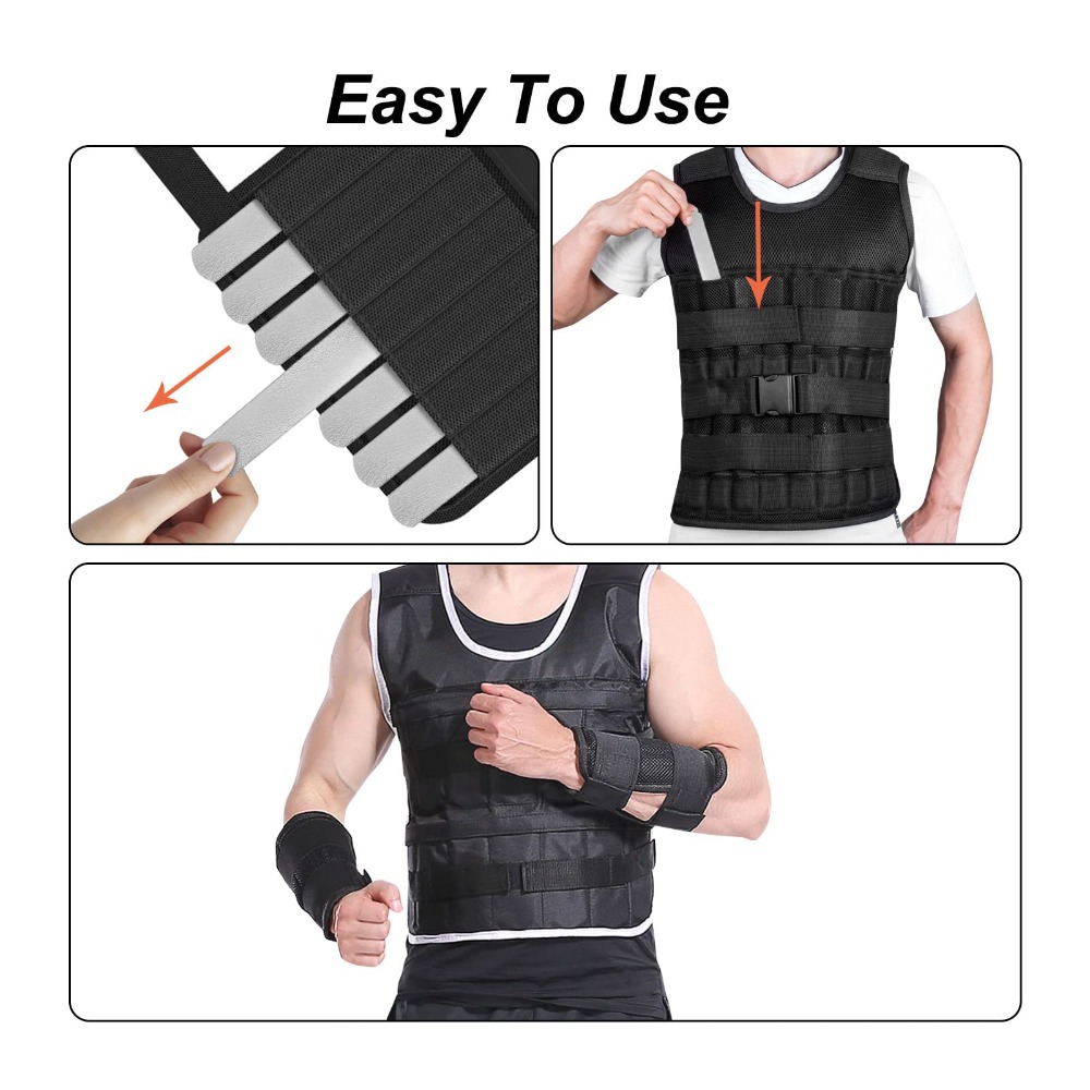 E-shop 12pcs Stahlplatten gewichtete Weste verstellbare Workout Jacke für Fitnessstudio, Laufen & Training Schwere Übungsgewicht Weste