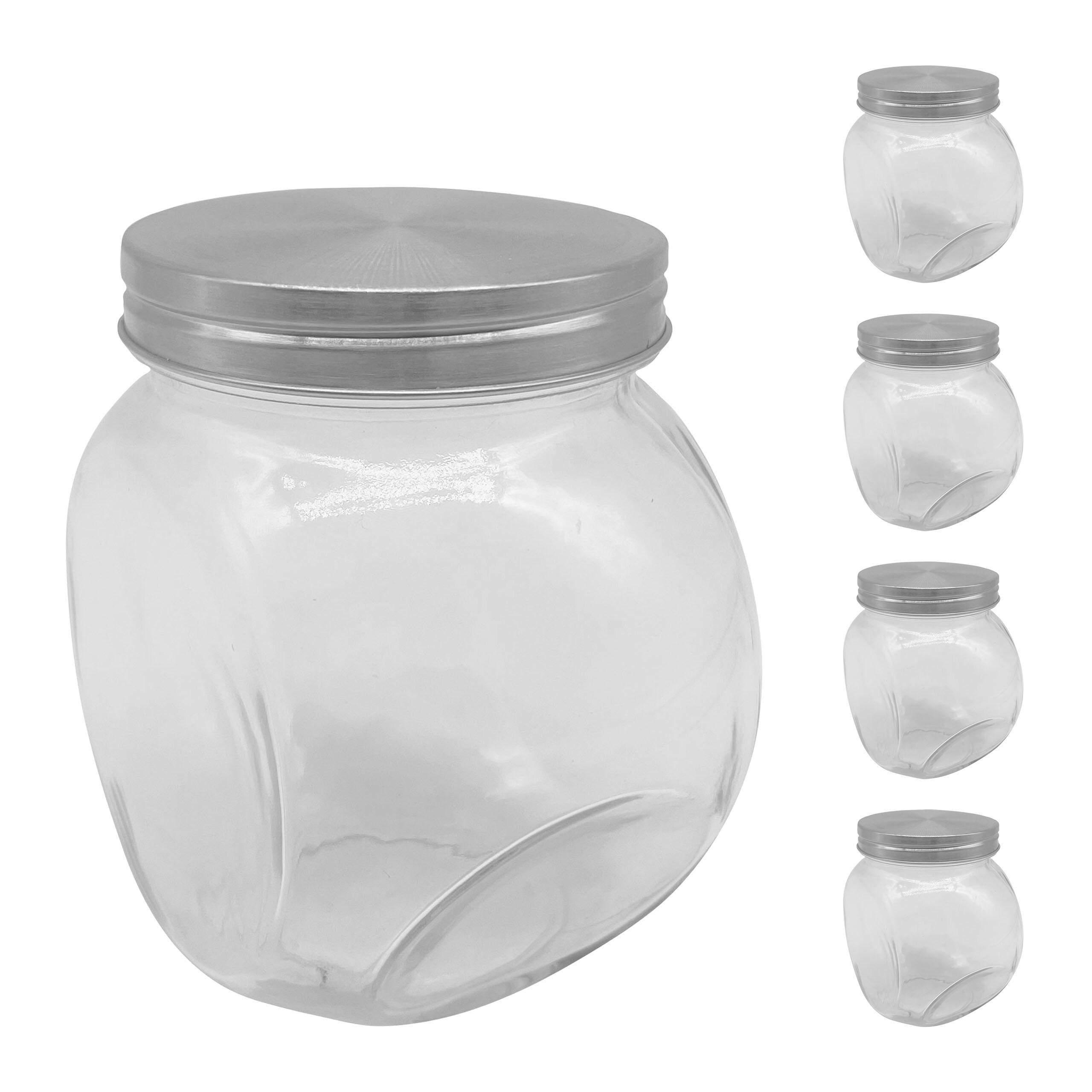 5 Bonbon Glasses In Transparent/ Silver - 650 Ml
