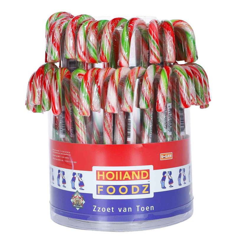Image of Holland Foodz Candy Canes 12cm Red-white-green, Pack Of 72