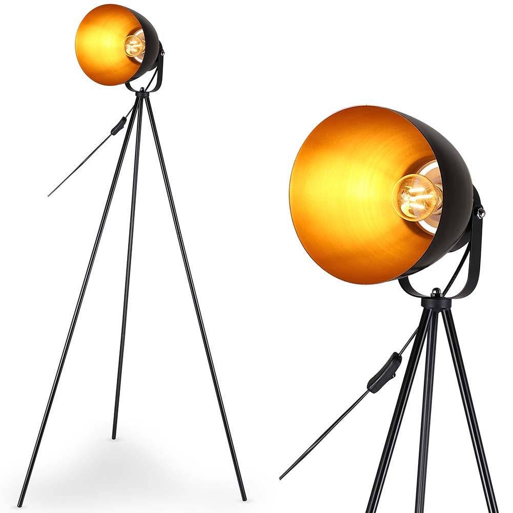 TEMU Bakaji Floor Lamp Modern Metal Structure Table Lamp E27 40w With Adjustable And Rotating Shade Three-legged Base Height 140cm Home Decor Black