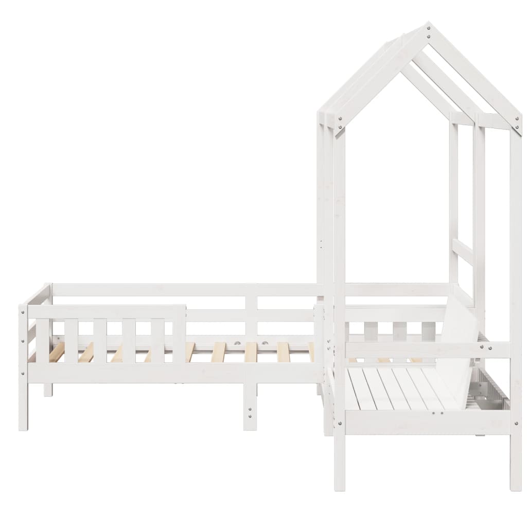 Furniture set, Bed and Bench Set with Roof without Mattress White 80x200 cm