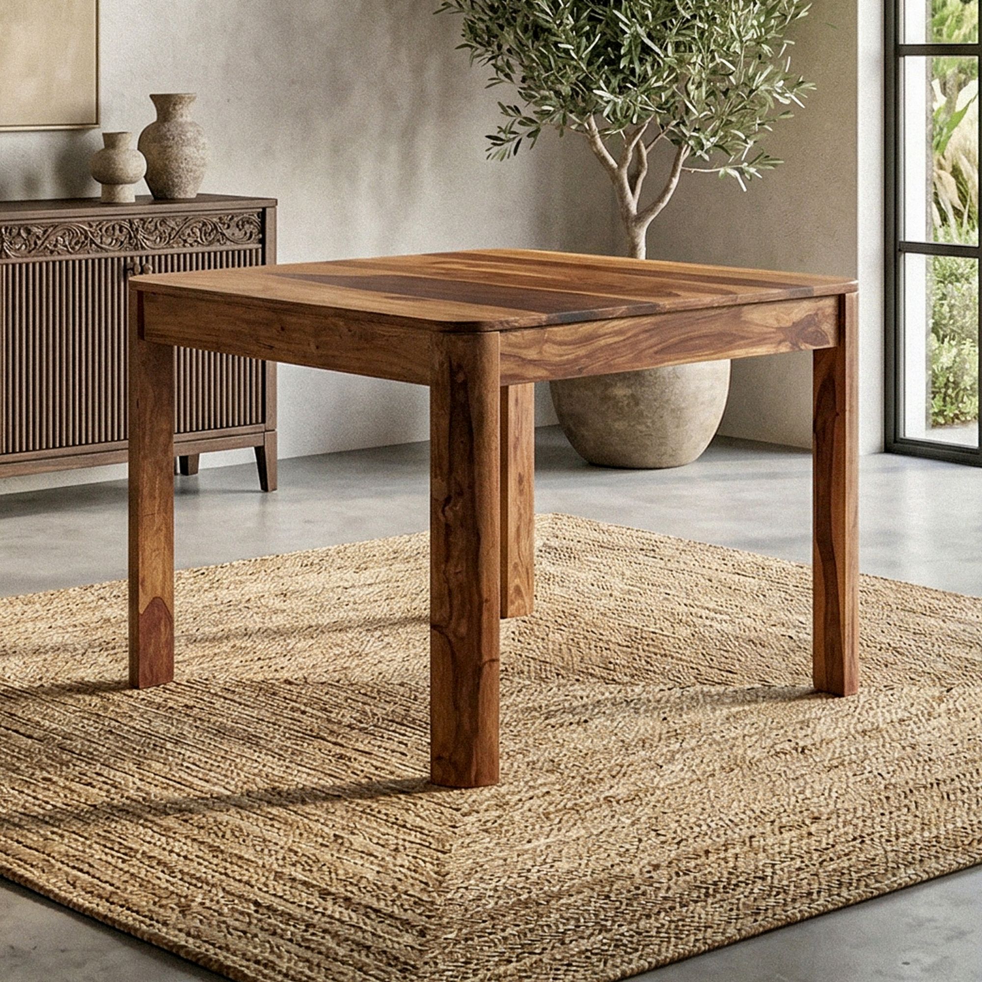 Solid Wood Dining Table 80x80 Cm Dark Brown - Square Wooden Dining Table - Modern Kitchen Table For - Stable Wooden Table - Handmade Table For Dining Room Bistro Table