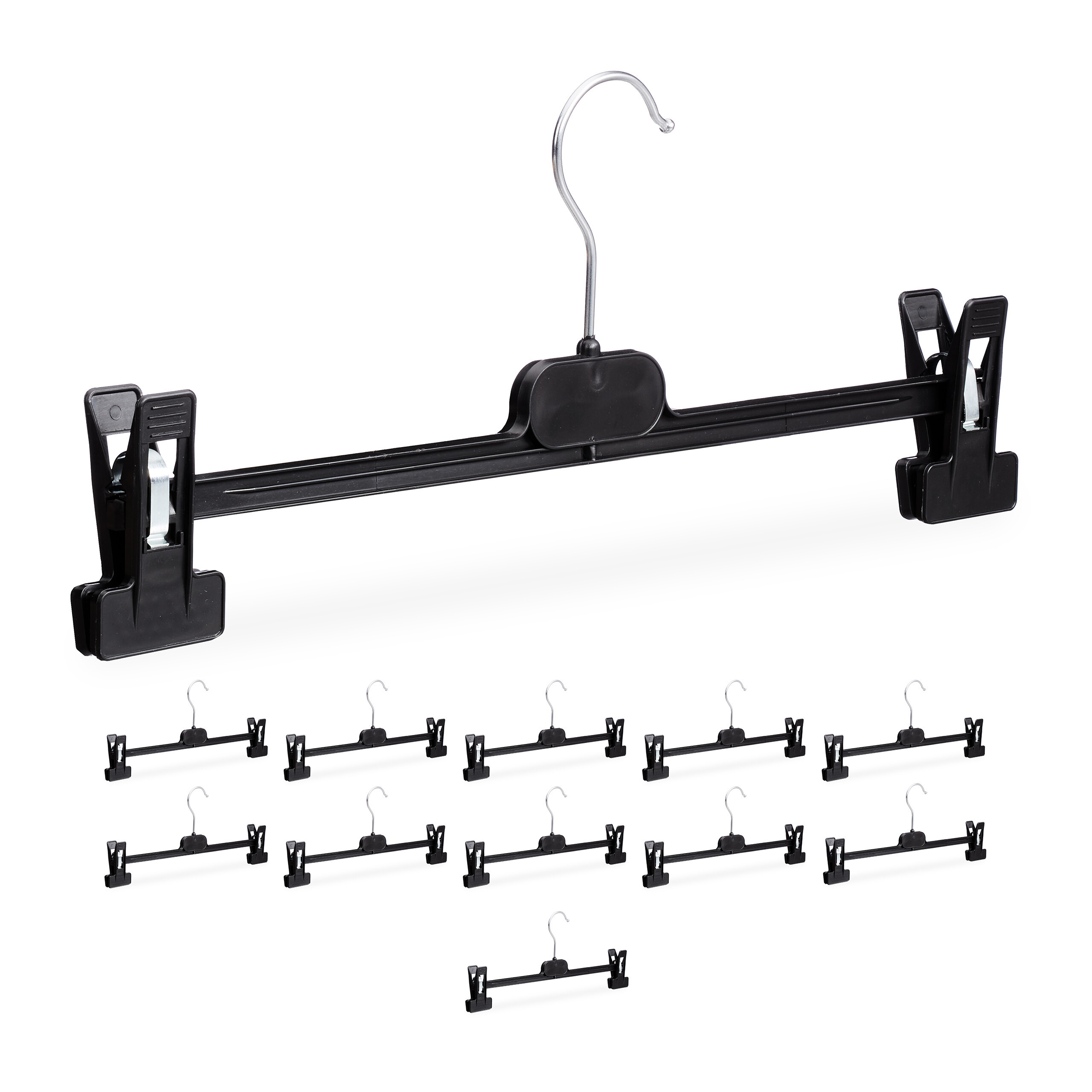 12 X Black Trouser Hangers - (w)35.5 X (h)15 X (d)2.5 Cm