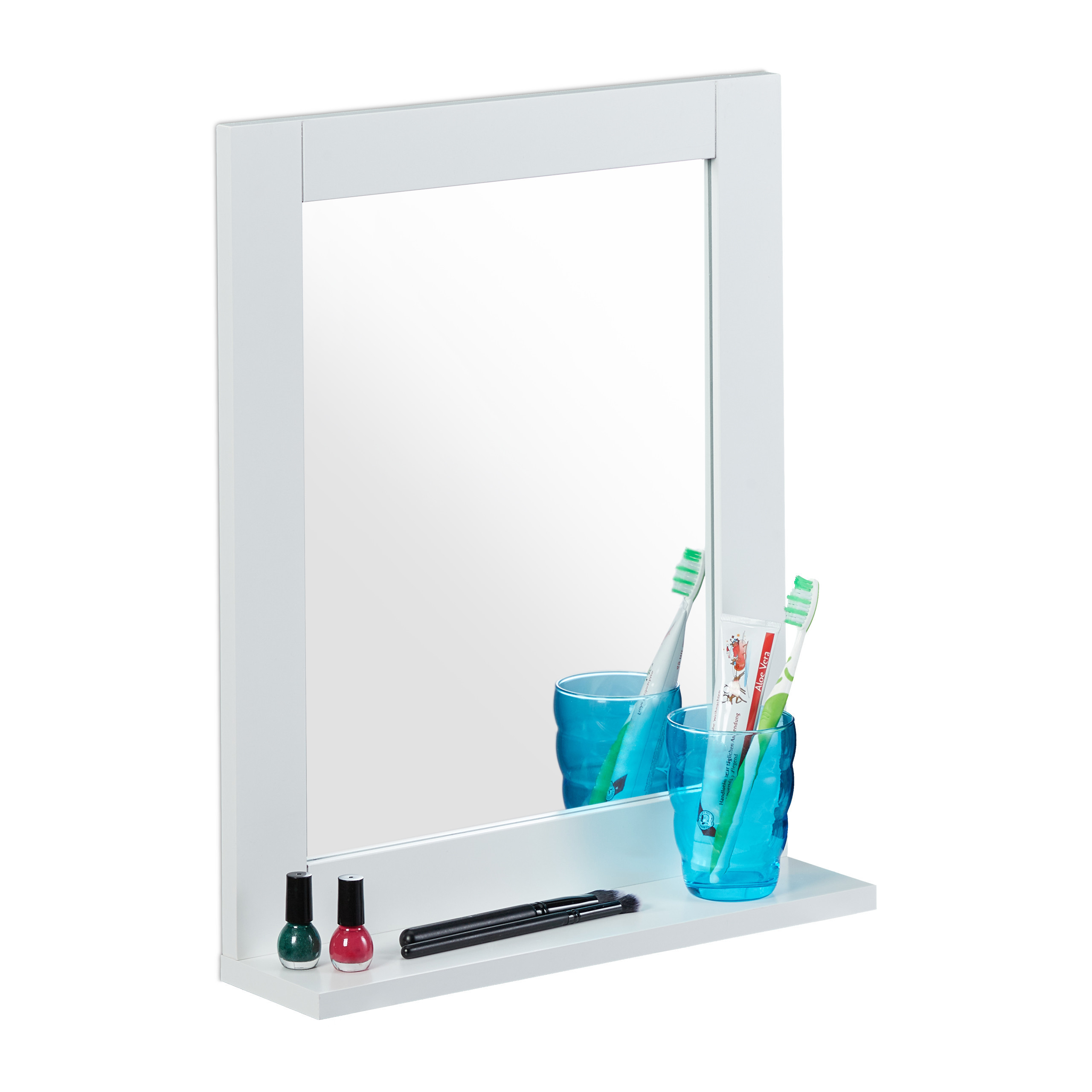 Wall Mirror In White - (w)40 X (h)49 X (d)10 Cm
