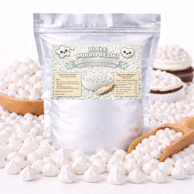 Image of White Micro Meringues - Mini Meringues For Cake, Dessert, Cupcake Decoration, 50g