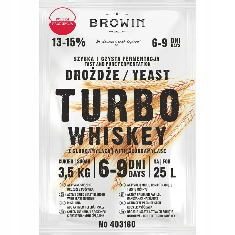 Drożdże gorzelnicze TURBO WHISKEY na 25L aktywne do fermentacji BIMBEREK: retailer-supplied image