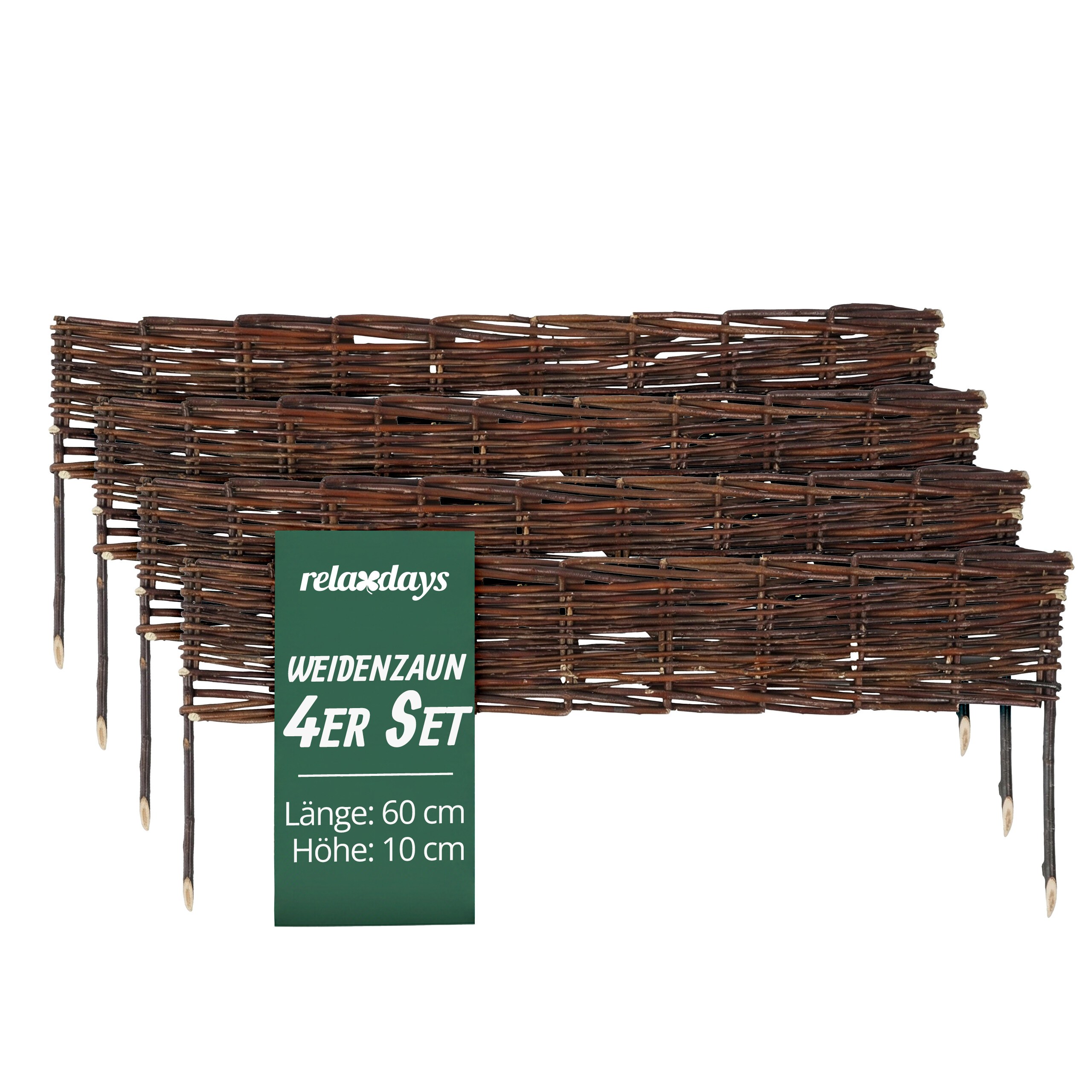 E-shop 4 x Beeteinfassung in Braun - (B)60 x (H)10 cm