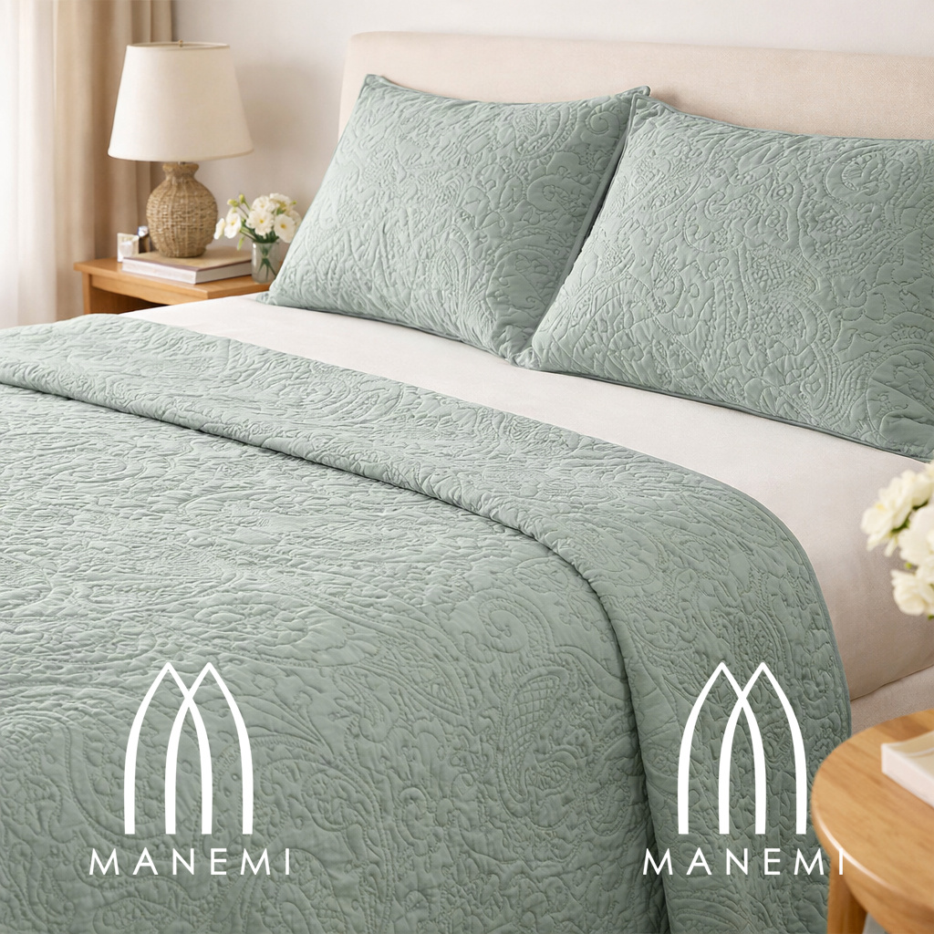 TEMU MANEMI - Colcha para verano y - Colcha para cama inluye 1 o 2 de cojin ，Colcha cubre cama 100% poliester, y transpirable. El diseño de la de