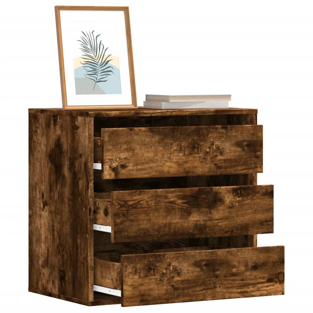 Image of Vidaxl Dresser, Sideboard With 3 Drawers, Drawer Cabinet For Living Room, Sideboard Hall Cabinet, Side Cabinet, Smoked Oak Wood Material
