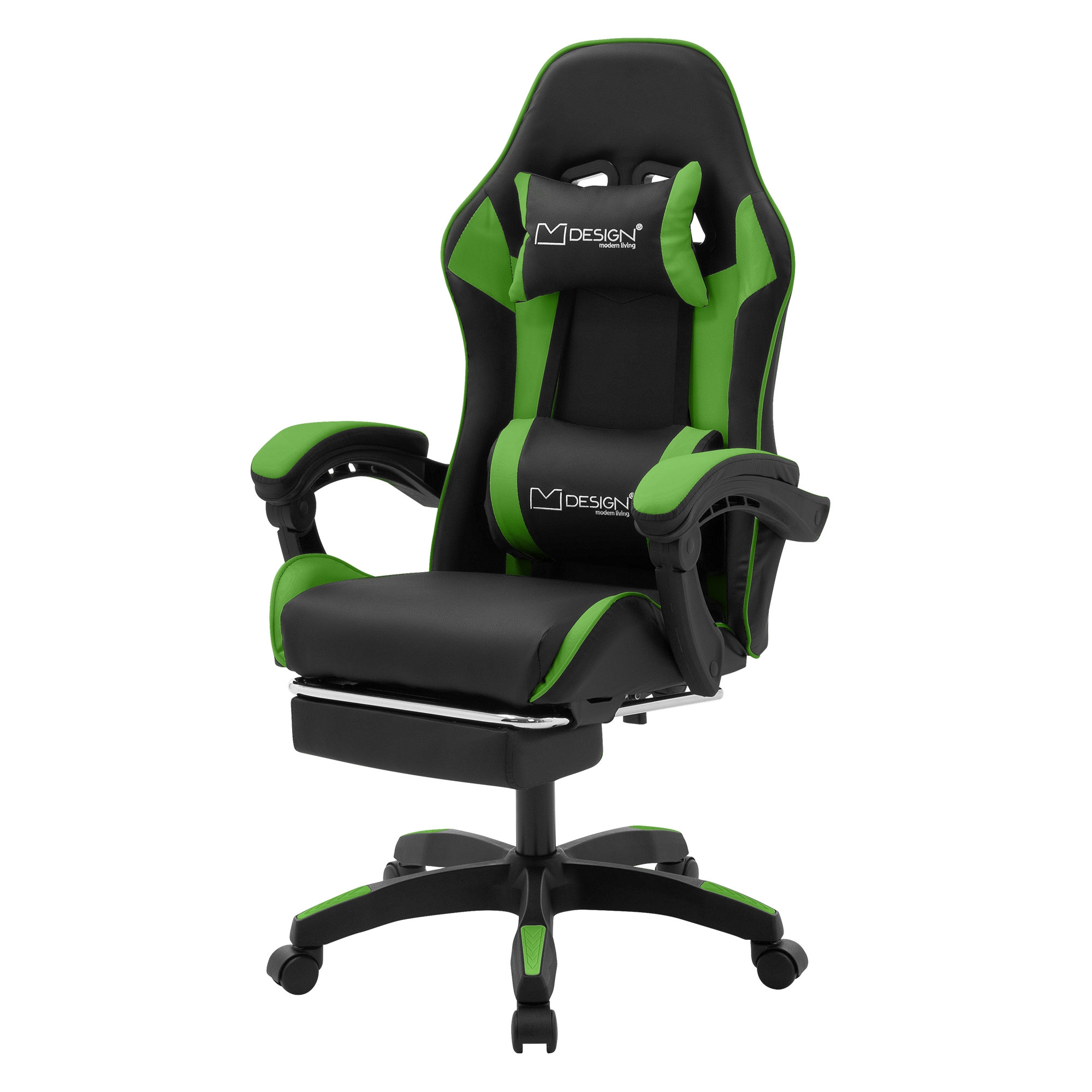 Image of Ml-design Gaming Chair With Footrest, Made Of Artificial Leather, Ergonomic Office Chair With Armrest, Headrest, Lumbar Cushion, Adjustable Swivel Chair, Racing Gamer Chair Desk Chair